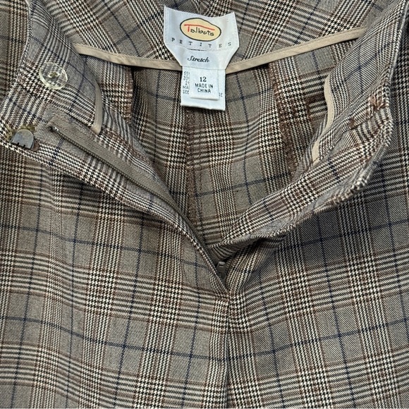Talbots Petites Size 12P Brown Glen Plaid Stretch Pants Trousers - Picture 3 of 6